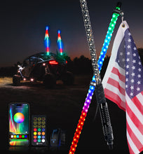 Load image into Gallery viewer, Xprite RGB-W LED Whip Lights w/ Durable Spring Base &amp; U.S. Flag / Xprite Flag - Multiple Length Options Alternate Image