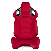 Load image into Gallery viewer, BRAUM Alpha-X Seats (Reclinable w/ Carbon Fiber Look Back) White / Red / Black Alternate Image