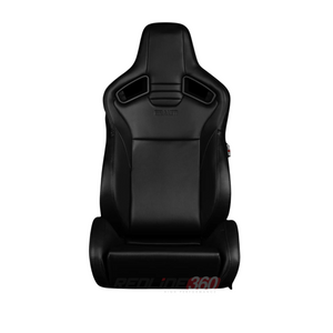 BRAUM Elite V2 Sport Seats (Reclinable - Black Leatherette) White / Red / Black Stitching