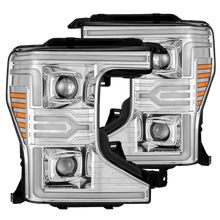 Load image into Gallery viewer, AlphaRex LED Projector Headlights for Ford F250 F350 F450 F550 Super Duty (2020-2022) Luxx Series with Sequential Signal - Alpha Black / Black / Chrome Alternate Image