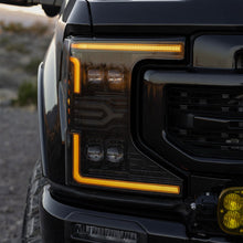 Load image into Gallery viewer, AlphaRex LED Projector Headlights for Ford F250 F350 F450 F550 Super Duty (2020-2022) Nova Series with Sequential Signal - Alpha Black / Black / Chrome Alternate Image