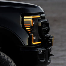 Load image into Gallery viewer, AlphaRex LED Projector Headlights for Ford F250 F350 F450 F550 Super Duty (2020-2022) Nova Series with Sequential Signal - Alpha Black / Black / Chrome Alternate Image