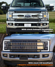 Load image into Gallery viewer, AlphaRex LED Projector Headlights for Ford F250 F350 F450 F550 Super Duty (2017-2019) MKII Luxx Series with Sequential Signal - Alpha Black / Black Alternate Image