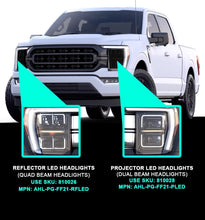 Load image into Gallery viewer, AlphaRex LED Projector Headlights Ford F150 / F150 Raptor (21-23) [3D Ice Cube LED - NOVA Series w/ DRL] 14th Gen Style Black or Jet Black Alternate Image