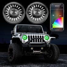 Load image into Gallery viewer, XKGlow 7" RGB LED Headlight (2 pc) w/ XKchrome Bluetooth App Controlled Kit - Jeep Wrangler JK &amp; TJ or Jeep JL/ Gladiator - Jeep Wrangler JK &amp; TJ Alternate Image