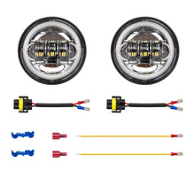 Load image into Gallery viewer, XKGlow Motorcycle Driving Lights 4.5" w/ Amber Halo (2pc) Black or Chrome - Chrome Alternate Image