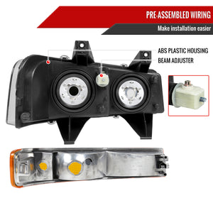 Spec-D Replacement Headlights Chevy Express / GMC Savana Van (2003-2023) Black Housing OEM Style