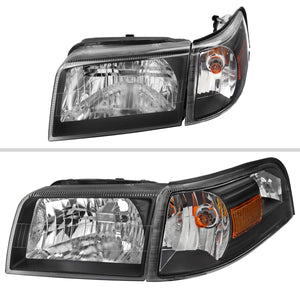 Spec-D OEM Replacement Headlights Mercury Grand Marquis (06-11) Black or Chrome w/ Amber