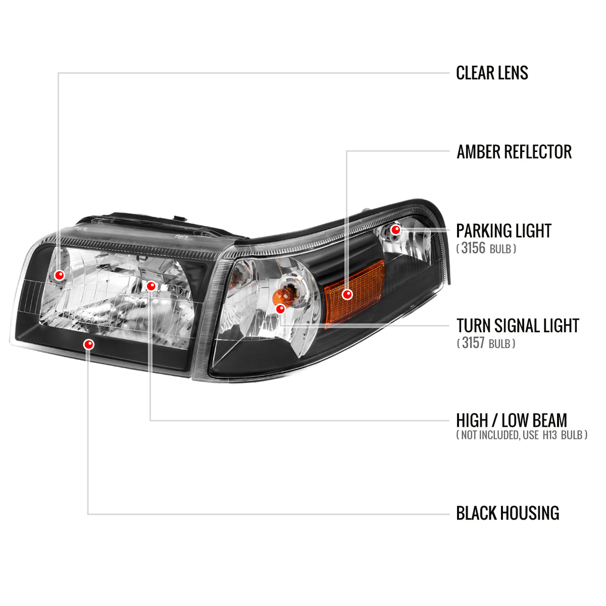 For Mercury Grand Marquis 1995 1996 1997 - 6000K Combo LED Headlight Bulbs Hi&Lo For Mercury Grand Marquis 1995 1996 1997 - 6000K Combo LED Headlight Bulbs Hi&Lo