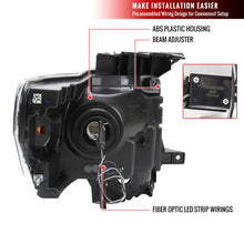 Load image into Gallery viewer, Spec-D Headlights Ford F150 (09-14) Factory Style w/ Tube Bar LED - Black / Chrome - Black Alternate Image