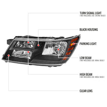 Load image into Gallery viewer, Spec-D Replacement Headlights Dodge Journey (2009-2020) Smoked / Chrome Housing OEM Style Alternate Image