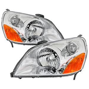 Spec-D Headlights Honda Pilot (2003-2005) Smoked / Chrome / Black OEM Replacement w/ Amber