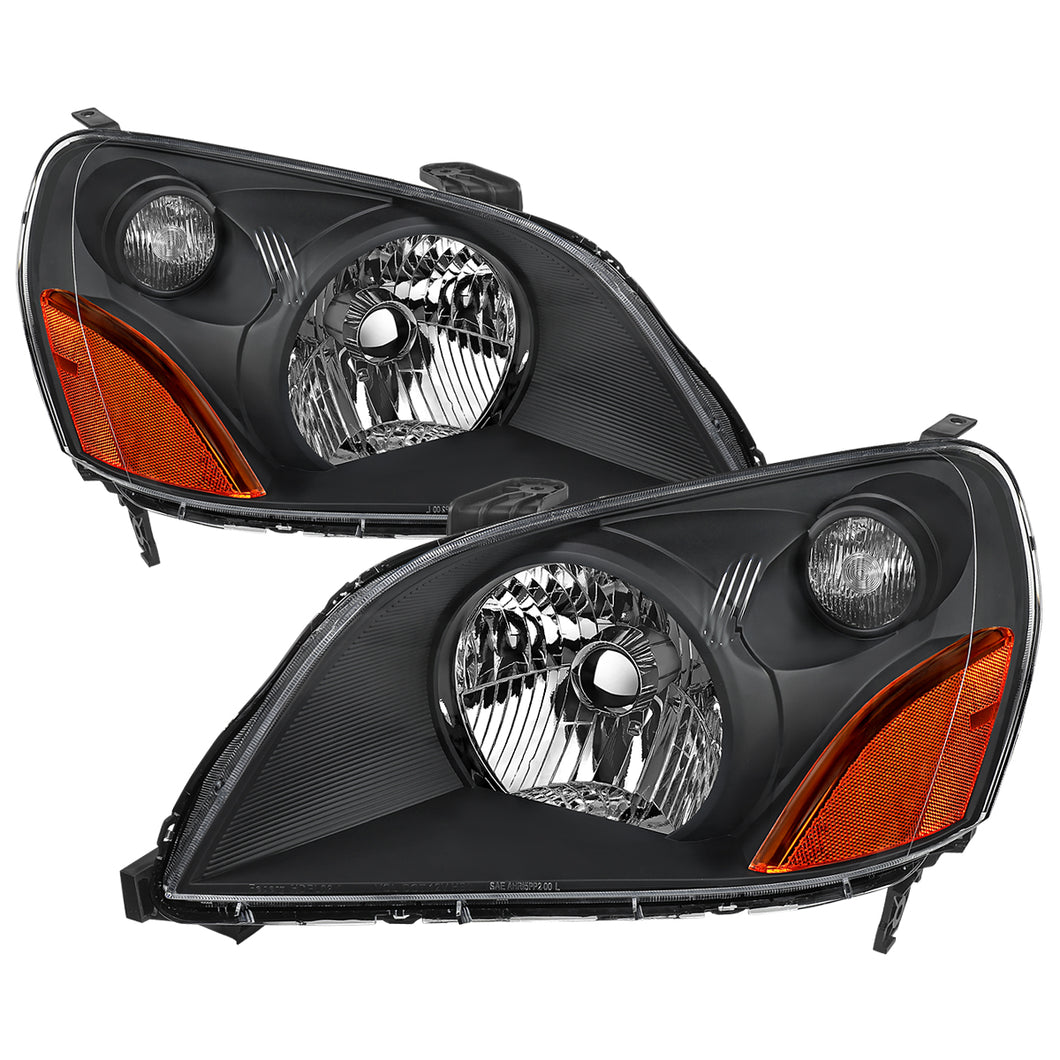 Spec-D Headlights Honda Pilot (2003-2005) Smoked / Chrome / Black OEM Replacement w/ Amber