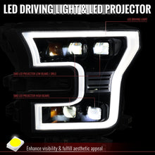 Load image into Gallery viewer, Spec-D Full LED Projector Headlights for Ford F150 (2015-2017) LED DRL Light Bar Black - Clear or Smoked Lens Alternate Image