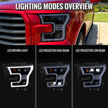 Load image into Gallery viewer, Spec-D Full LED Projector Headlights for Ford F150 (2015-2017) LED DRL Light Bar Black - Clear or Smoked Lens Alternate Image