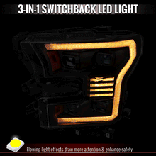 Load image into Gallery viewer, Spec-D Projector Headlights Ford F150 (2015-2017) Halogen with LED Bar &amp; Sequential Switchback or Full LED Conversion - Black or Chrome Alternate Image