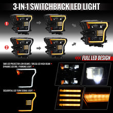 Load image into Gallery viewer, Spec-D Projector Headlights Ford F150 (2015-2017) Halogen with LED Bar &amp; Sequential Switchback or Full LED Conversion - Black or Chrome Alternate Image