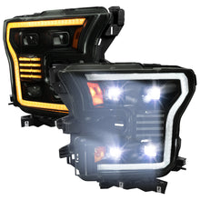 Load image into Gallery viewer, Spec-D Projector Headlights Ford F150 (2015-2017) Halogen with LED Bar &amp; Sequential Switchback or Full LED Conversion - Black or Chrome Alternate Image