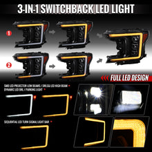 Load image into Gallery viewer, Spec-D Projector LED Headlights for Ford F150 (2018-2020) Sequential Switchback Turn Signals - Clear or Smoked Lens Alternate Image