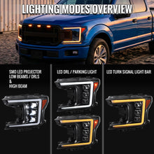 Load image into Gallery viewer, Spec-D Projector LED Headlights for Ford F150 (2018-2020) Sequential Switchback Turn Signals - Clear or Smoked Lens Alternate Image
