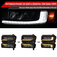 Load image into Gallery viewer, Spec-D Full LED Headlights Chevy Silverado 1500 (2019-2021) Sequential LED Black Housing w/ Clear or Smoked Lens Alternate Image