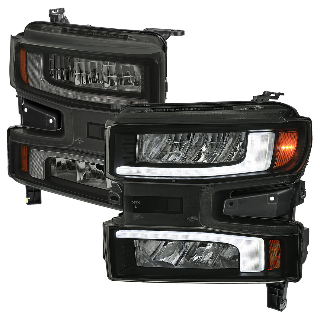 Spec-D Full LED Headlights Chevy Silverado 1500 (2019-2021) Sequential LED Black Housing w/ Clear or Smoked Lens