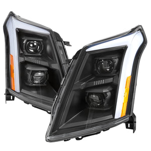 Spec-D Projector Headlights Cadillac SRX (10-16) w/ LED Strip & Sequential Turn Signal - Black