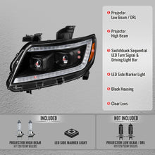 Load image into Gallery viewer, Spec-D Projector Headlights Chevy Colorado (2015-2022) Sequential Or Non-Sequential LED Bar - Black Or Chrome - Non Sequential Style / Black / Clear Lens Alternate Image