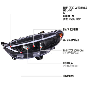 Spec-D Projector Headlights Ford Fusion (2013-2016) LED Sequential Switchback