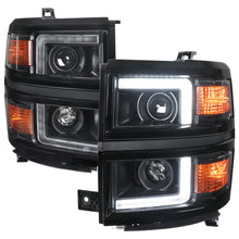 Load image into Gallery viewer, Spec-D Projector Headlights Chevy Silverado 1500 (2014-2015) LED DRL Bars - Matte Black / Chrome - Matte Black / Clear Lens Alternate Image