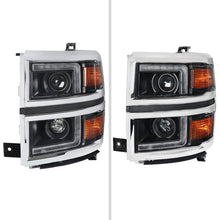 Load image into Gallery viewer, Spec-D Projector Headlights Chevy Silverado 1500 (2014-2015) LED DRL Bars - Matte Black / Chrome - Matte Black / Clear Lens Alternate Image