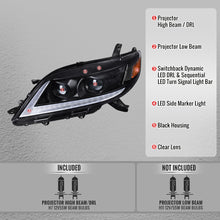 Load image into Gallery viewer, Spec-D Projector Headlights for Toyota Sienna (2011-2020) Sequential Turn Signal LED Bar - Black or Chrome Alternate Image