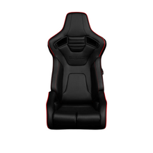 Load image into Gallery viewer, BRAUM Elite-R Racing Seats (Reclinable - Black Leatherette / Red Stitching / Red Piping ) BRR1R-BKRP Alternate Image