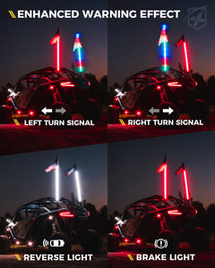 Xprite RGB LED Whip Lights w/ Spring Mount & U.S. Flag / Xprite Flag - Multiple Length Options