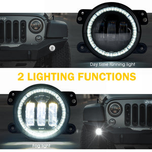 Xprite 4 Inch Halo LED Fog Lights Jeep Wrangler JL (2019-2022) [Escapade Series] Multiple Color Options