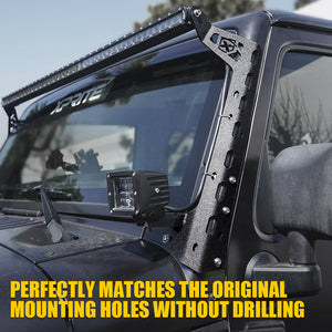 Xprite Light Bar Mounting Brackets w/ Lower Jeep Wrangler TJ LJ (1997-2006) Mamba Series Front Windshield 50" - WLB-0028-G1