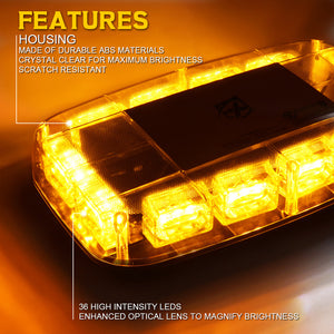 Xprite Blaze Series Mini LED Rooftop Strobe Light Bar with Magnetic Base 36W - Multiple Light Color Option