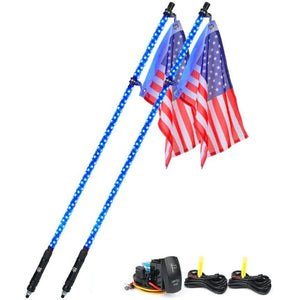 Xprite Twister Series Spiral Solid Color LED Flag Pole Whip Light - Multiple Length Options