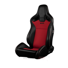 Load image into Gallery viewer, BRAUM Elite V2 Sport Seats (Reclinable - Black Leatherette and Red Cloth) BRR1-BKRF2 Alternate Image