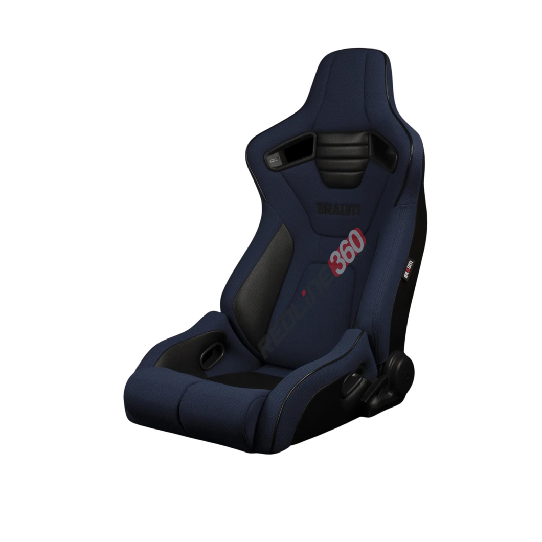 BRAUM Elite-R Racing Seats (Reclinable - Black Trim) Black / Blue / Red Cloth