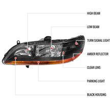 Load image into Gallery viewer, Spec-D OEM Replacement Headlights Honda Accord (98-02) Factory Style Crystal Headlights - Chrome with Amber Reflectors - Default Title Alternate Image