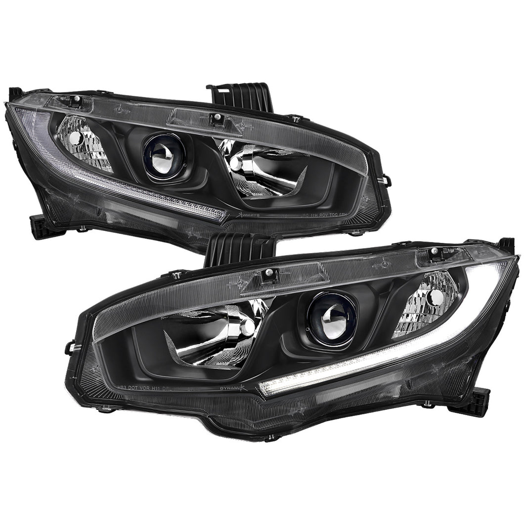 Spec-D Projector Headlights Honda Civic (2016-2021) OEM Factory Style w/ LED Strip