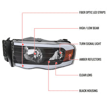 Load image into Gallery viewer, Spec-D Headlights Ram 1500 (02-05) Ram 2500/3500 (03-05) DRL LED Tube - Black / Chrome / Smoked - Euro Headlights / Matte Black / Clear Alternate Image