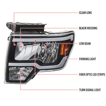 Load image into Gallery viewer, Spec-D Headlights Ford F150 (09-14) Factory Style w/ Tube Bar LED - Black / Chrome - Black Alternate Image