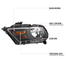 Load image into Gallery viewer, Spec-D OEM Replacement Headlights Ford Mustang S197 (10-14) Factory Style Matte Black Housing w/ Smoke or Clear Lens Alternate Image