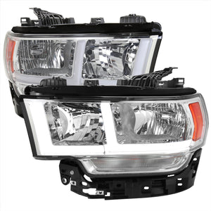 Spec-D Headlights Ram 2500 3500 (19-22) Tradesman / Big Horn -  Dual Bar LED - Black / Chrome w/ Breathing Effect