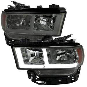 Spec-D Headlights Ram 2500 3500 (19-22) Tradesman / Big Horn -  Dual Bar LED - Black / Chrome w/ Breathing Effect