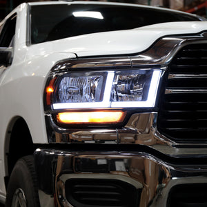 Spec-D Headlights Ram 2500 3500 (19-22) Tradesman / Big Horn -  Dual Bar LED - Black / Chrome w/ Breathing Effect