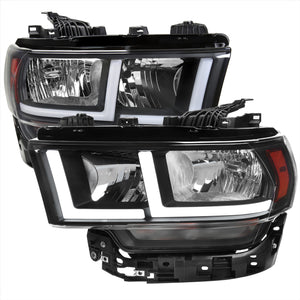 Spec-D Headlights Ram 2500 3500 (19-22) Tradesman / Big Horn -  Dual Bar LED - Black / Chrome w/ Breathing Effect