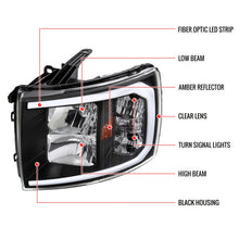 Load image into Gallery viewer, Spec-D Headlights Chevy Silverado 1500 (07-14) OE Style w/ LED C-Bar &amp; Amber Reflector - Chrome or Black Alternate Image